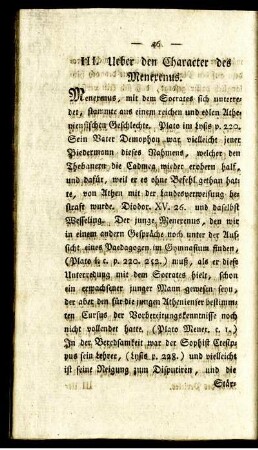 III. Ueber den Character des Menexenus