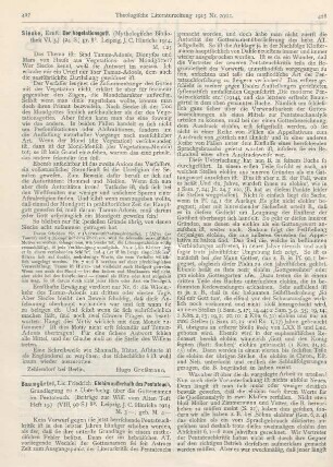 427-429 [Rezension] Baumgärtel, Friedrich, Elohim außerhalb des Pentateuch