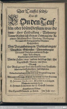 Der Teufel selbst : d.i. von den Teufeln oder bösen Geistern