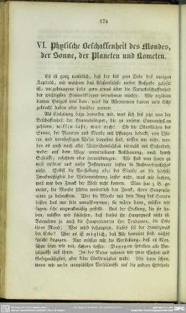 VI. Physische Beschaffenheit des Mondes, der Sonne, der Planeten und Kometen