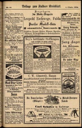 Zweite Ausgabe vom Samstag, den 02. Oktober 1886.