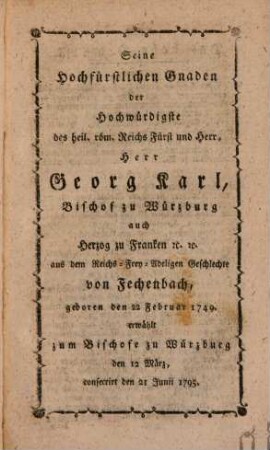 Würzburger Hof- und Staatskalender : für das Jahr .... 1796