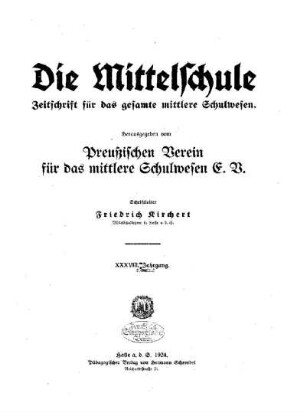 38: Die Mittelschule - 38.1924
