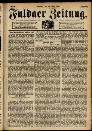 Ausgabe vom Samstag, den 14. März 1891.