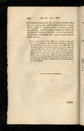 295-301, Titvlvs I. De Hereditatibvs Qvae Ab Intestato Defervntvr. Titvrvs II. De Legitima Agnatorvm Svccessione. Titvlvs III. De Scto Tertvlliano. Titvlvs IV. De Scto Orphitiano. Titvlvs V. De Svccessione Cognatorvm. Titvlvs VI. De Gradibus Cognationvm. Titvlvs VII. De Servili Cognatione. Titvlvs VIII. De Svccessione Libertorvm.