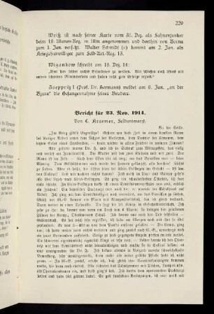 229-230, Bericht für 23. Nov. 1914
