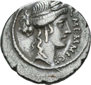 Denar des C. Memmius mit Darstellung eines Tropaions