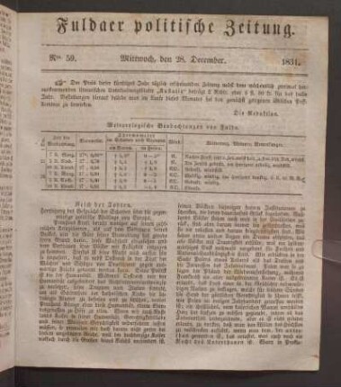 Mittwoch, den 28. December. 1831