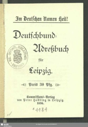 Deutschbund-Adreßbuch für Leipzig