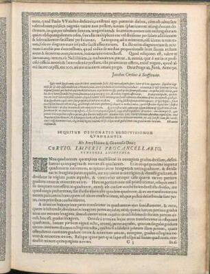 Sequitur Designatio Subdivisionum Qvadrantis Ab Amplissimo & Generoso Dno: Curtio, Imperii Procancellario, Generose Adinventa.
