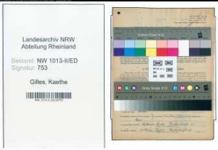 Entnazifizierung Kaethe Gilles , geb. 12.07.1889 (Lehrerin)
