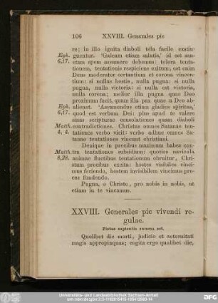 XXVIII. Generales pie vivendi regulae.