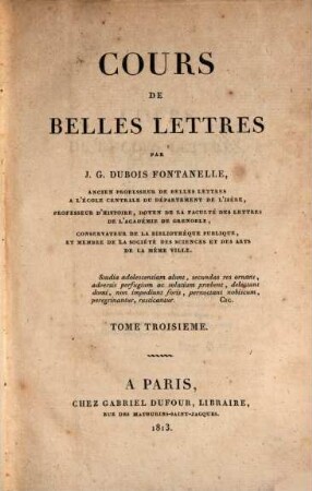 Cours de belles lettres, 3