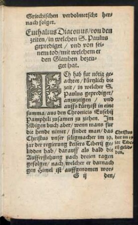 Euthalius Diaconus/ von den zeiten/ in welchen S. Paulus geprediget ...