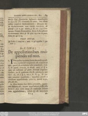 Tit. V. (VII. 65.) De appellationibus recipiendis vel non.