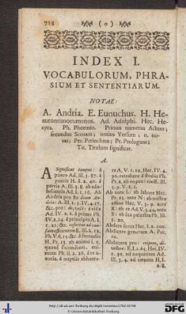 Index I. Vocabulorum, Phrasium Et Sententiarum.