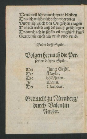 Volgen hernach die Personen dieses Spils.