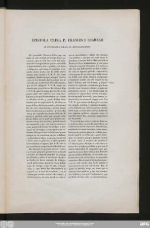 Epistola Prima P. Francisci Suaresii Ad Confessarium Philippi III, Hispaniarum Regis.