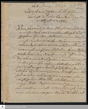 Auszug eines Briefs von Anton Wilhelm Böhme an [Georg Heinrich Neubauer].