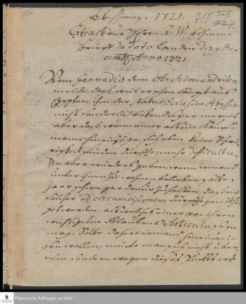 Auszug eines Briefs von Anton Wilhelm Böhme an [Georg Heinrich Neubauer].