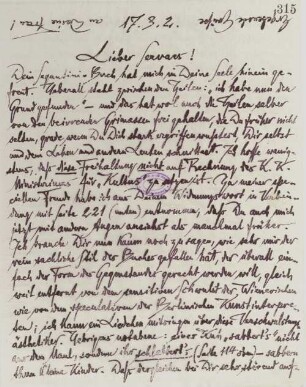 Brief an Franz Servaes