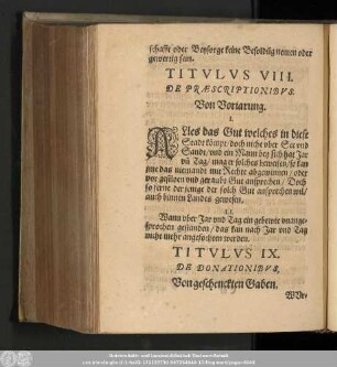 Titulus VIII. De Praescriptionibus. Von Voriarung.