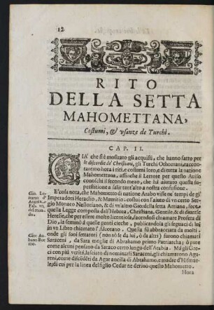 Rito Della Setta Mahomettana, Costumi, & usanze de Turchi.