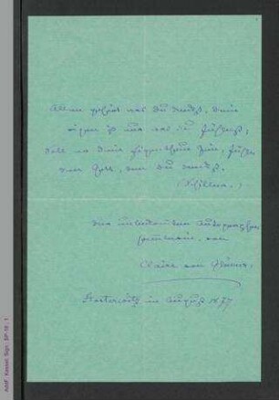 Brief von Claire von Glümer an unbekannt, hs.