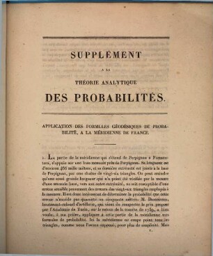 Théorie analytique des probabilités, [2,3]. Supplément a la théorie analytique des probabilités