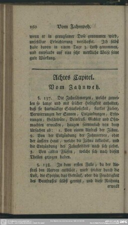 Achtes Capitel. Vom Zahnweh