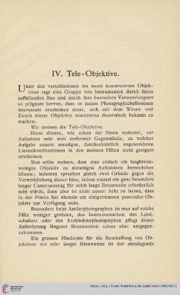 IV. Tele-Objektive