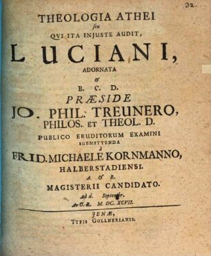 Theologia Athei seu Qvi Ita Injuste Audit, Luciani