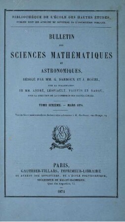 Tome Sixième. - Mars 1874.