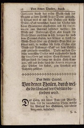 Das dritte Capitel. Von denen Theilen, durch welche der Umlauf des Geblüts befördert wird.