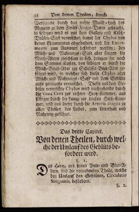 Das dritte Capitel. Von denen Theilen, durch welche der Umlauf des Geblüts befördert wird.