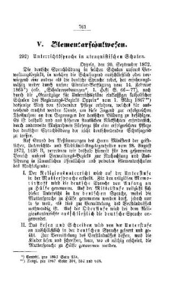 Unterrichtssprache in utraquistischen Schulen : [V. Elementarschulwesen]