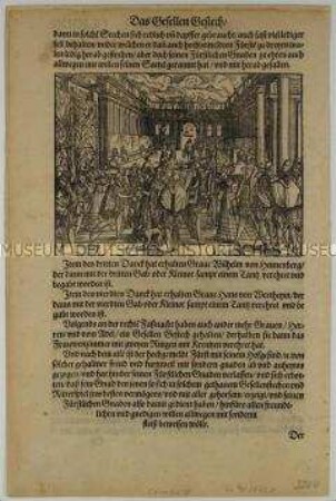 Preisübergabe und Tanz nach dem Turnier (nach Seite CLXXXI aus dem Turnierbuch/1. Teil)
