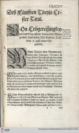 Fünfft Theyl Titul 1 Von Erbgerechtigkeyten / vnd Succession dere ...