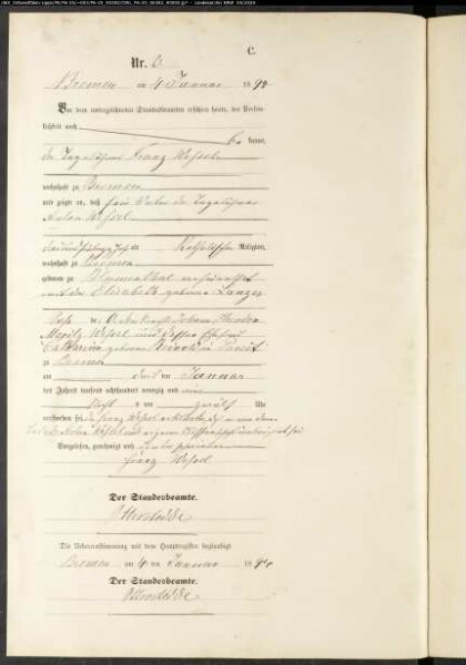 Sterberegister Standesamt Bremen