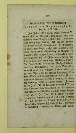 Geschichtliche Merkwuerdigkeiten waehrend der Regierungszeit Heinrich's VII