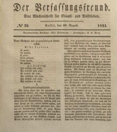 № 32. Cassel, den 20. August. 1831.