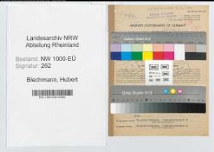 Entnazifizierung Hubert Blechmann, geb. 02.05.1891 (Bahnsekretaer)