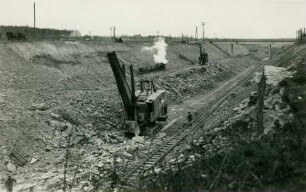 Abgrabung des Oberauer Tunnels der Linie Leipzig-Dresden, Oberau, 1934