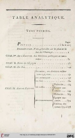 Table analytique. Tome premier