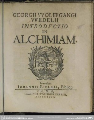 Georgii Wolfgangi Wedelii Introductio In Alchimiam
