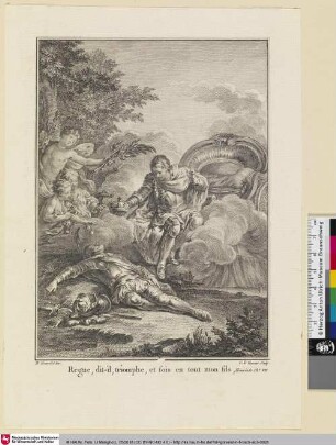 [Illustration zu Texten von Voltaire - Eine Szene aus der Tragödie "La Henriade"]