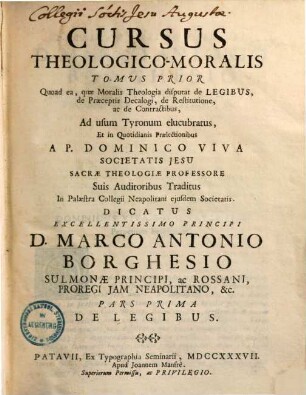Cursus theologico-moralis, 1