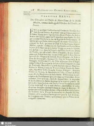 Chapitre XXXVI. [XLV.] Des Chevaliers de l'Ordre de Notre-Dame de la Noble Maison, communément appellé l'Ordre de l'Etoile, en France