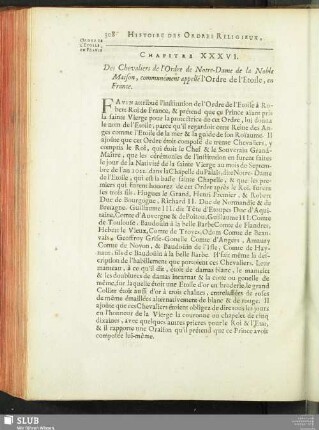 Chapitre XXXVI. [XLV.] Des Chevaliers de l'Ordre de Notre-Dame de la Noble Maison, communément appellé l'Ordre de l'Etoile, en France