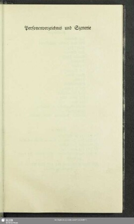 Personenverzeichnis und Szenerie